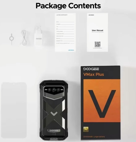 DOOGEE VMax Plus 5G Rugged Global Version Grey Smartphone Facial Recognition & Fingerprint Unlock Function Dust Water & Scratch Resistant HD Screen Super/Fast Charging Smartphone. smp