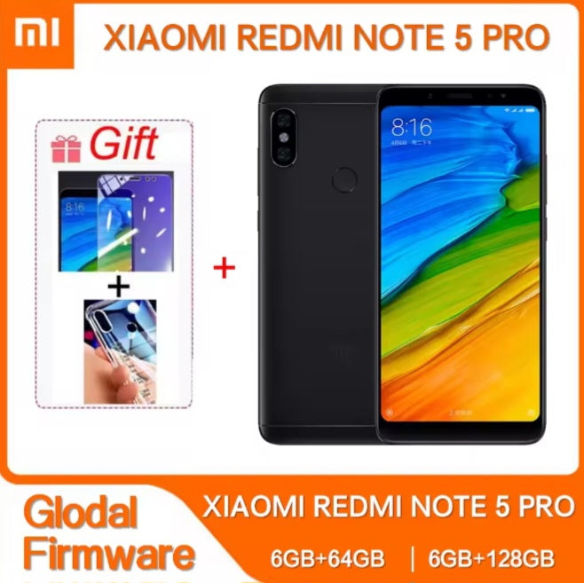 Xiaomi Redmi Note 5 Pro 4G Global Version Black Smartphone Dust Water & Scratch Resistant HD Screen Super/Fast Charging Smartphone (RAM 3GB+32GB ROM) + FREE Gift. smp
