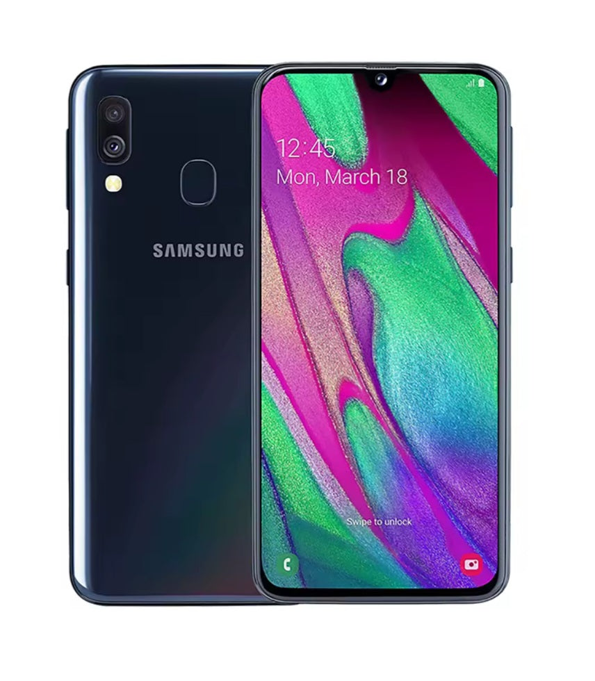 Samsung Galaxy A40 Global Version Black Smartphone Dust Water & Scratch Resistant HD Screen Super/Fast Charging Smartphone. smp