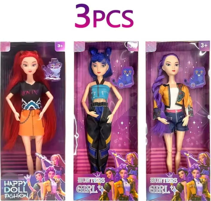 KPop Demon Hunters Character Figures, Doll, 3 Piece Set dll tys
