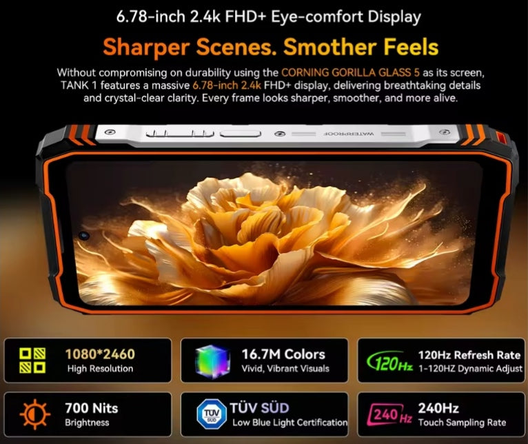 Blackview OSCAL TANK 1: 6.78inch HD Screen 5G Global Version Android 12GB+256 (Orange) Smartphone smp