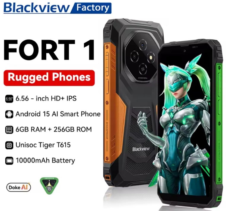 Blackview FORT 1: 6.65inch HD Screen Android 15 RAM 256GB ROM 2TB (Black) Smartphone smp