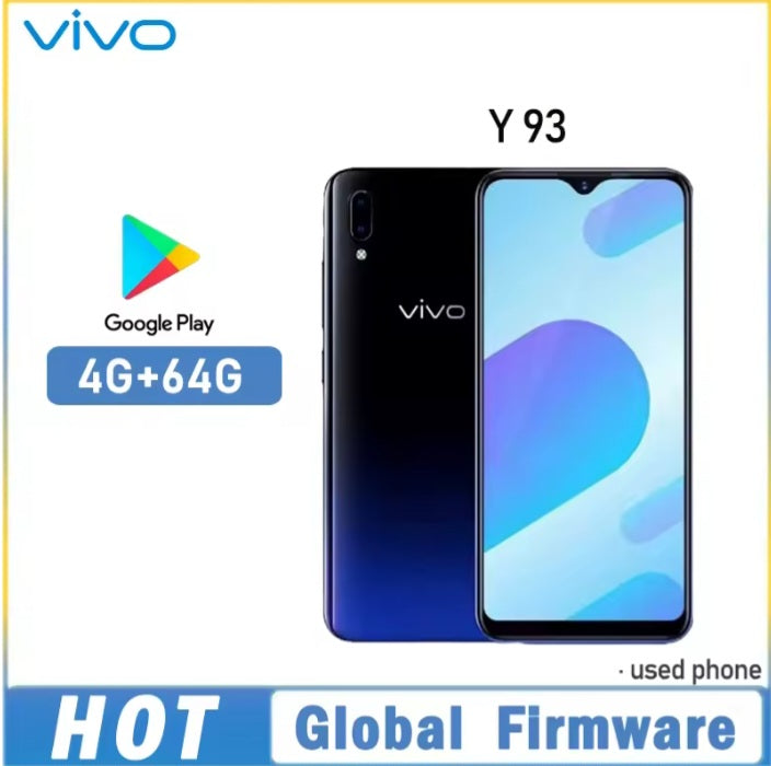 Vivo Y93 4G Global Version Red Smartphone Dust Water & Scratch Resistant HD Screen Super/Fast Charging Smartphone (RAM 4GB+64GB ROM). smp
