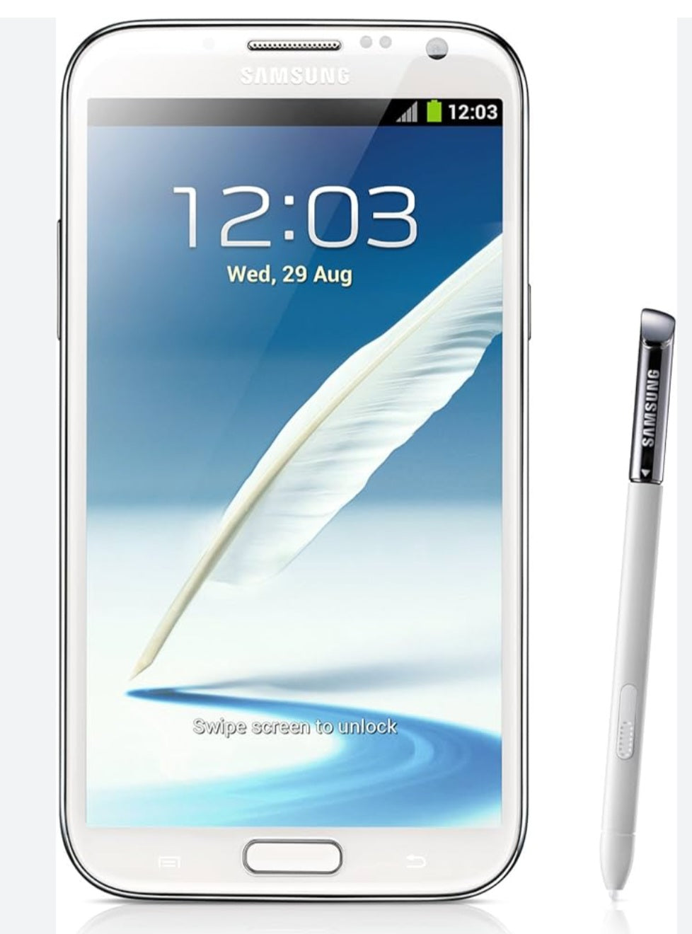 Samsung Galaxy Note 2 Global Version White Smartphone Dust Water & Scratch Resistant HD Screen Super/Fast Charging Smartphone (N7100). smp