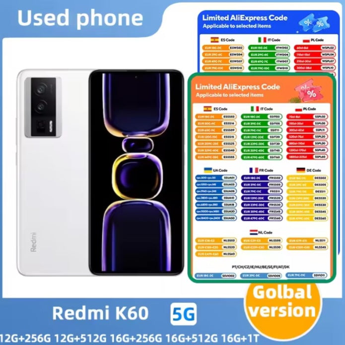 Xiaomi Redmi K60 5G Global Version Black Smartphone Facial Recognition & Fingerprint Unlock Function Dust Water & Scratch Resistant HD Screen Super/Fast Charging (RAM 12GB+512GB ROM) Smartphone. smp