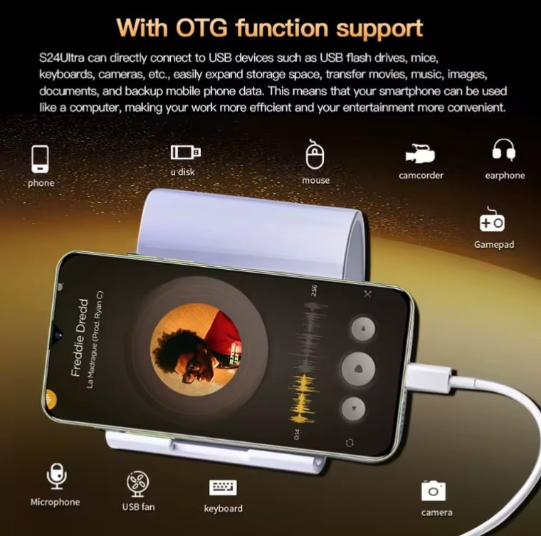 2026 HOT S27 Ultra 7.3 inch HD 4K 5G Android 13 22GB+2TB (Gold) Smartphone smp