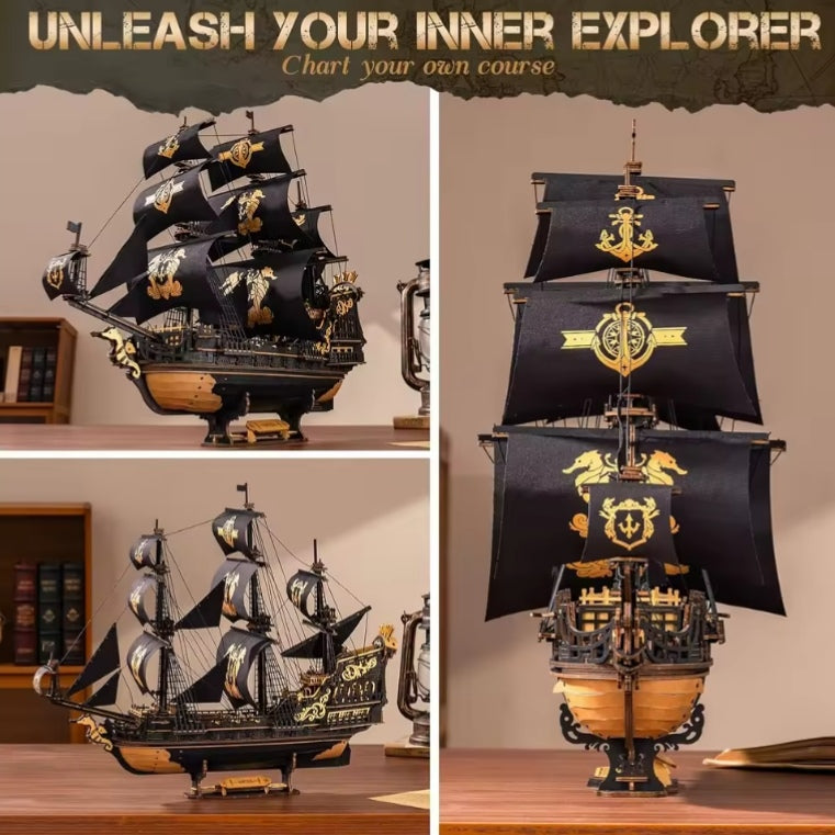 Desk Decor Wooden Ship Building Blocks Set Toys tys bbs