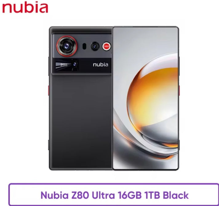 Nubia Z80 Ultra 5G Smartphone Global Version SuperCharge Snapdragon 8 Elite Gen 5 Screen 6.85inch RAM 16GB+1TB ROM (Black) Smartphone + FREE Phone Case. smp