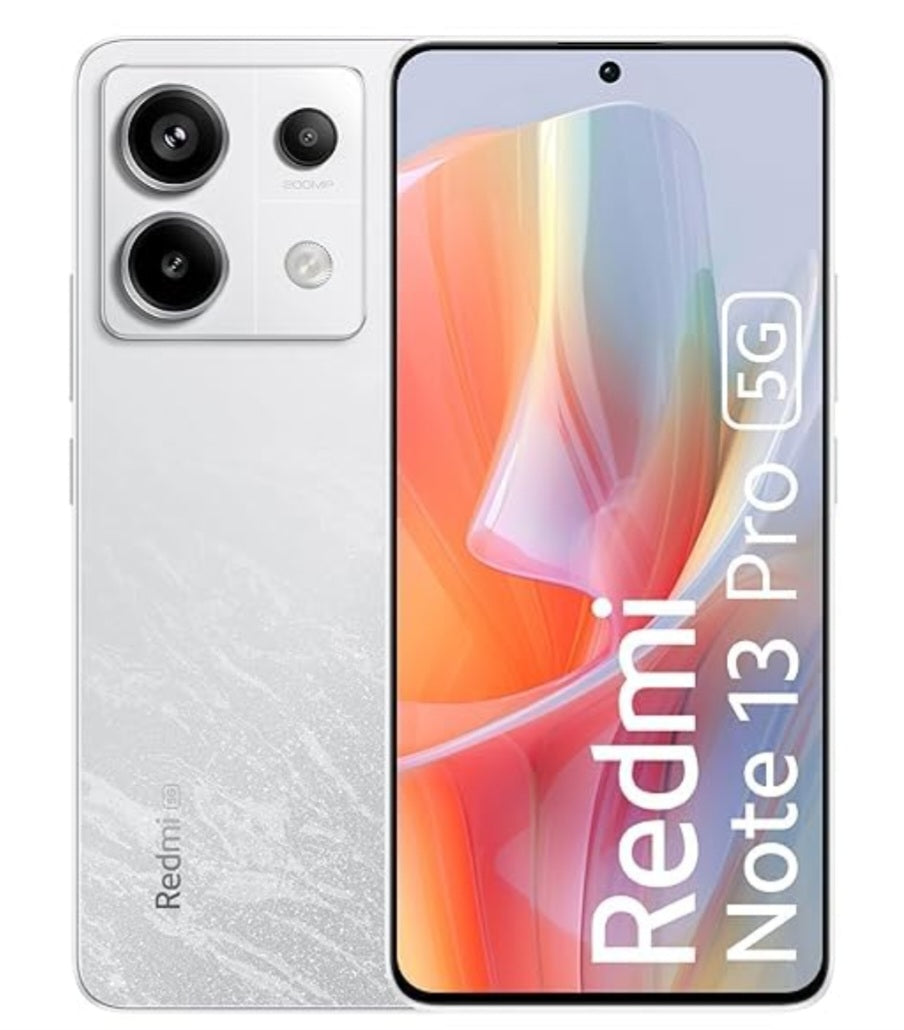 Xiaomi Redmi Note 13 Pro 5G Chinese Version White Smartphone Facial Recognition & Fingerprint Unlock Function Dust Water & Scratch Resistant HD Screen Super/Fast Charging Smartphone (RAM 12GB+512GB ROM) smp