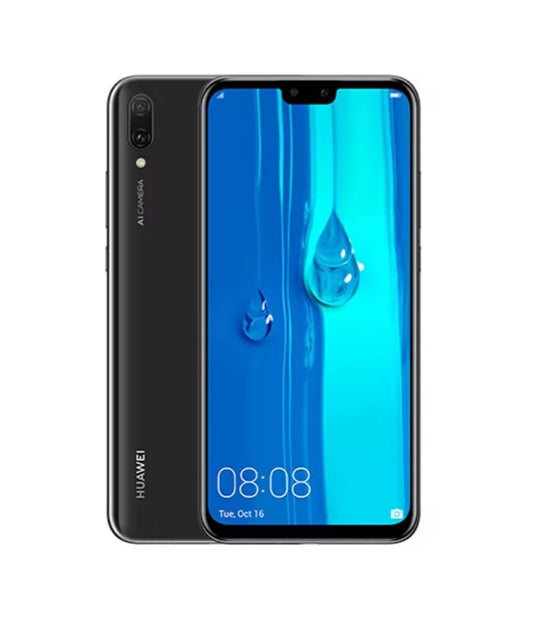 Honor Y9-2019 Global Version Black Smartphone Facial Recognition & Fingerprint Unlock Function Dust Water & Scratch Resistant HD Screen Super/Fast Charging Smartphone (RAM 4GB+128GB ROM) smp