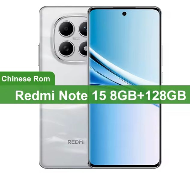 Xiaomi Redmi Note 15 Chinese Version White Smartphone Facial Recognition & Fingerprint Unlock Function Dust Water & Scratch Resistant HD Screen Super/Fast Charging Smartphone. smp