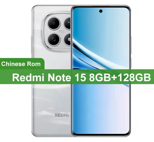 Xiaomi Redmi Note 15 Chinese Version White Smartphone Facial Recognition & Fingerprint Unlock Function Dust Water & Scratch Resistant HD Screen Super/Fast Charging Smartphone. smp