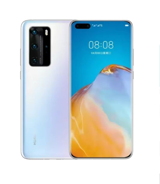 Huawei P40 Pro 5G Chinese Version White Smartphone Facial Recognition & Fingerprint Unlock Function Dust Water & Scratch Resistant HD Screen Super/Fast Charging (RAM 8GB+128GB) Smartphone + FREE Earphones. smp