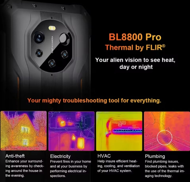 Blackview BL8800 Pro Rugged 5G Waterproof Smartphone Thermal Imaging Camera Backed By FLIR (Green) Standard Version Smartphone smp