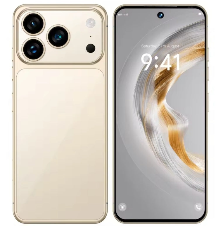 2025 HOT I17 Pro Max 5G Android 15 System Global Version 12GB 512GB (Gold) Smartphone smp