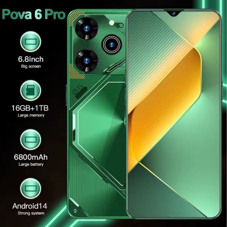 2025 New 5G Pova 6 Pro 7.3inch Android Global Edition 8GB+256GB (Black) Smartphone smp