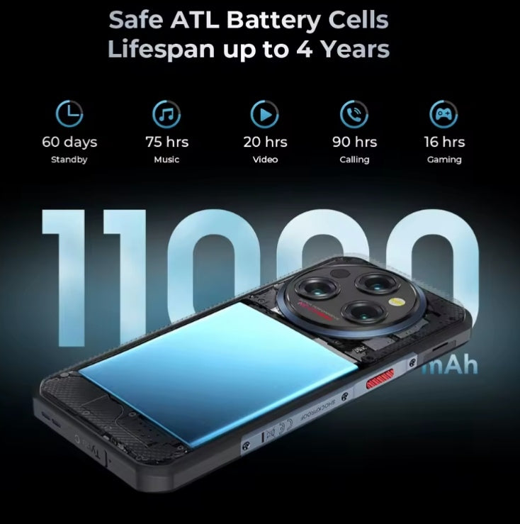 OUKITEL WP35 Pro Rugged 5G Waterproof Android Smartphone Global Version 512GB ROM (Black) Smartphone smp