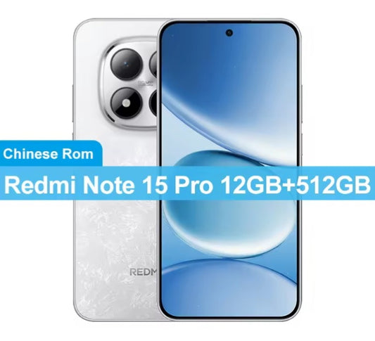 Xiaomi Redmi Note 15 Pro Chinese Version White Smartphone Facial Recognition & Fingerprint Unlock Function Dust Water & Scratch Resistant HD Screen Super/Fast Charging Smartphone. smp