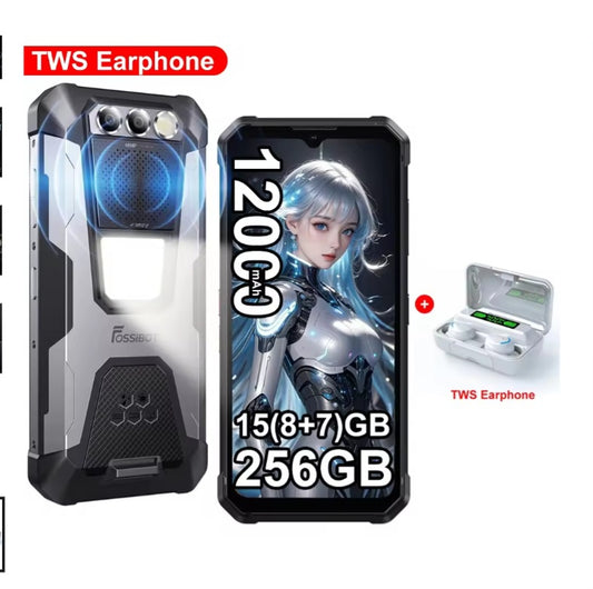 FOSSIBOT F106 Pro Rugged Global Version Black Smartphone Facial Recognition & Fingerprint Unlock Function Dust Water & Scratch Resistant HD Screen Super/Fast Charging Smartphone + FREE Earphone.smp