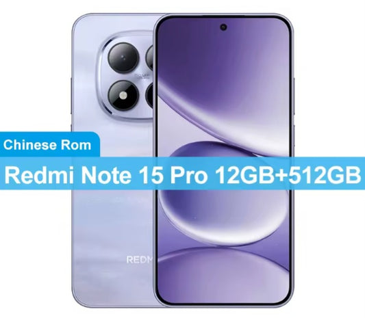 Xiaomi Redmi Note 15 Pro Chinese Version Purple Smartphone Facial Recognition & Fingerprint Unlock Function Dust Water & Scratch Resistant HD Screen Super/Fast Charging Smartphone. smp