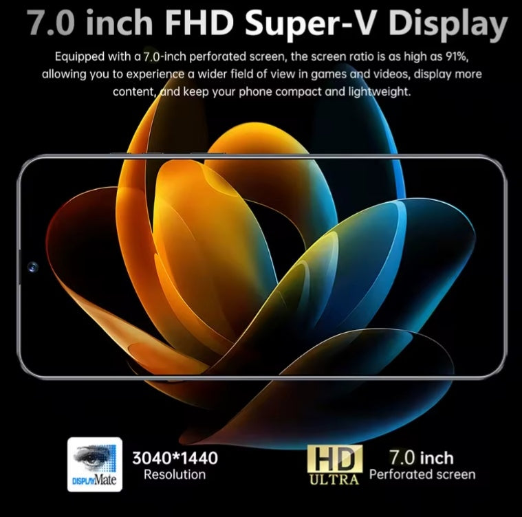 2026 HOT New P80 Ultra 7.0inch HD 4K 4G 5G Android 22GB+2TB (Black) Smartphone smp