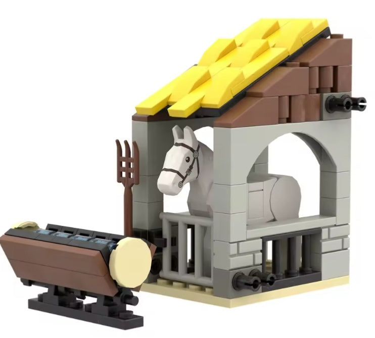 Children's Horse In Stable & Trough Building Blocks Set Toys tys bbs