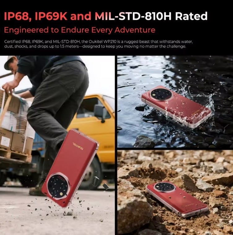 OUKITEL WP210 Rugged 5G Android 15 Smartphone 6.7inch HD RAM 36GB+ROM 512GB 6.7inch HD Screen (Red) Smartphone smp