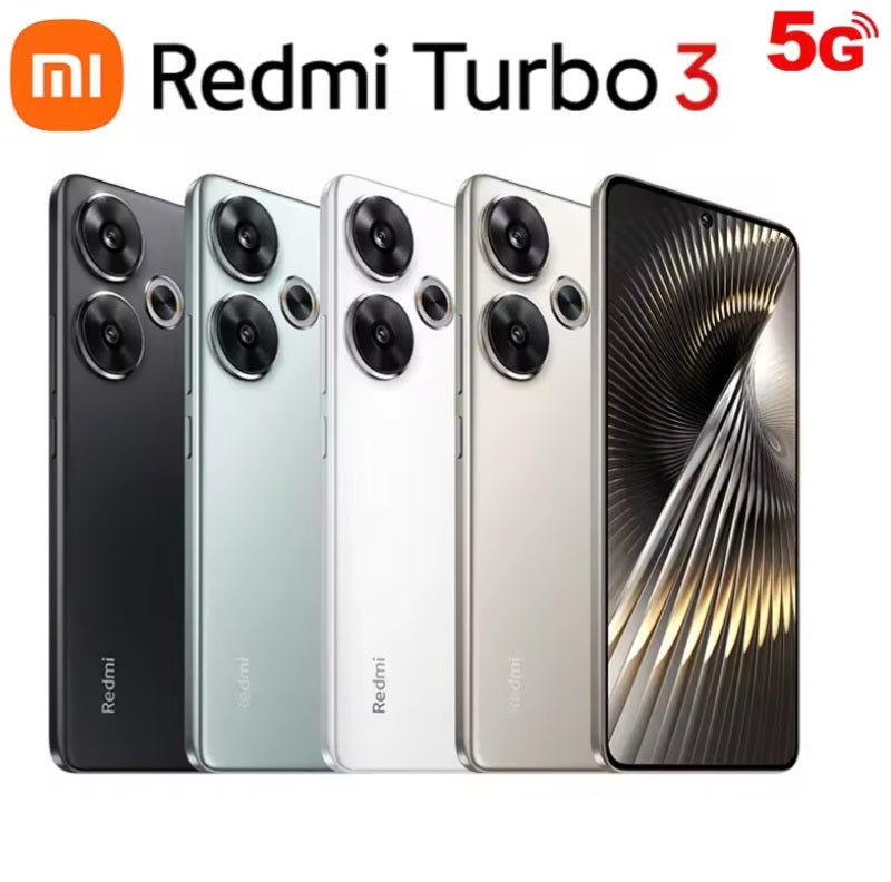 Xiaomi Redmi Turbo 3 5G Chinese Version Black Smartphone Facial Recognition & Fingerprint Unlock Function Dust Water & Scratch Resistant HD Screen Super/Fast Charging (RAM 12GB+256GB ROM) Smartphone. smp