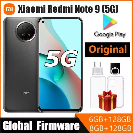 Xiaomi Redmi Note 9 5G Global Version Black Smartphone Facial Recognition & Fingerprint Unlock Function Dust Water & Scratch Resistant HD Screen Super/Fast Charging (RAM 6GB+128GB ROM) Smartphone + FREE Gift. smp