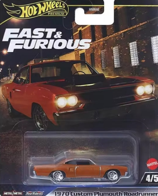 Hot Wheels Gold HNW46 "Fast & Furious" 1970 Custom Plymouth Roadrunner Toy Car crs tys