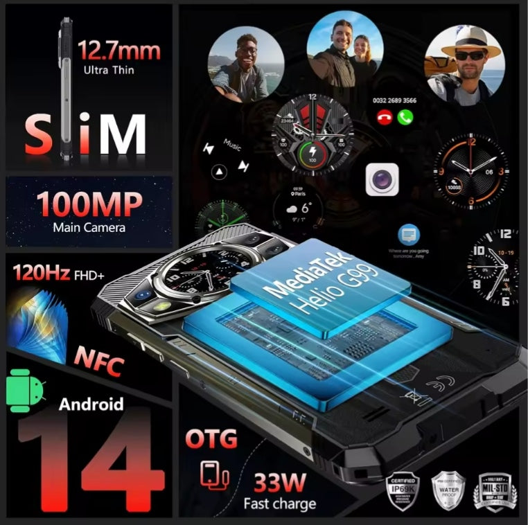 CUBOT KingKong AX Rugged Waterproof Smartphone Global Version HD Screen Android 14 Super/Fast Charging (Black) Smartphone smp
