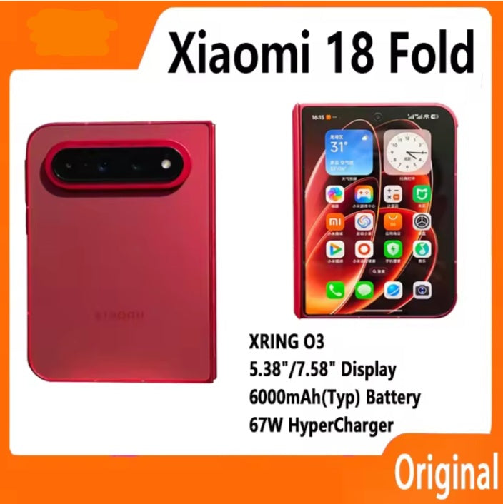 Xiaomi 18 Fold  Chinese Version White Smartphone Facial Recognition & Fingerprint Unlock Function Dust Water & Scratch Resistant HD Screen Super/Fast Charging Smartphone (RAM 12GB+512GB ROM). smp