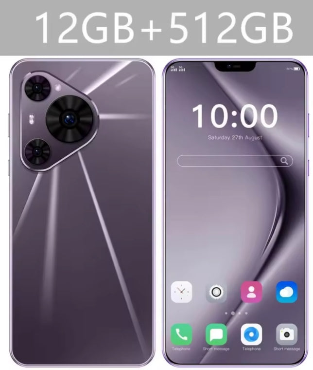 2026 HOT New P80 Ultra 7.0inch HD 4K 4G 5G Android 12GB+512GB (Purple) Smartphone smp