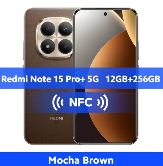 Xiaomi  Redmi Note 15 Pro Plus Global Version Brown Smartphone Facial Recognition & Fingerprint Unlock Function Dust Water & Scratch Resistant HD Screen Super/Fast Charging (RAM 12GB+256GB) Smartphone smp