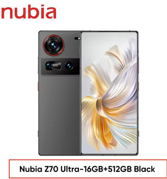Nubia Z70 Ultra 5G Smartphone Global Version Facial Recognition & Fingerprint Unlock Function Dust Water & Scratch Resistant HD Screen Super/Fast Charging (RAM 16GB+512GB ROM) (Black) Smartphone smp