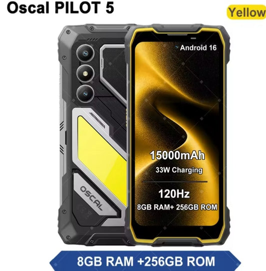 Blackview Pilot 5 Rugged Global Version Smartphone Facial Recognition & Fingerprint Unlock Function Dust Water & Scratch Resistant HD Screen Super/Fast Charging Yellow Smartphone smp