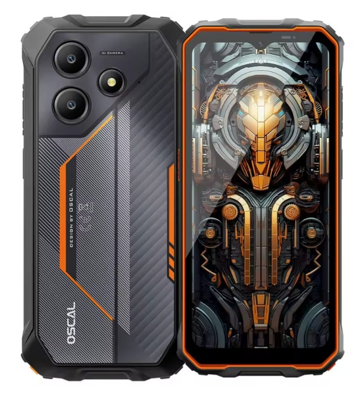 Blackview OSCAL Marine 2 Rugged 4G Android 15 Smartphone 6.56inch HD Screen RAM 8GB+128GB ROM (Orange) Smartphone + FREE BT Earphones + FREE US Plug Adapter. smp