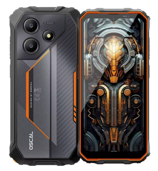 Blackview OSCAL Marine 2 Rugged 4G Android 15 Smartphone 6.56inch HD Screen RAM 8GB+128GB ROM (Orange) Smartphone + FREE BT Earphones + FREE US Plug Adapter. smp