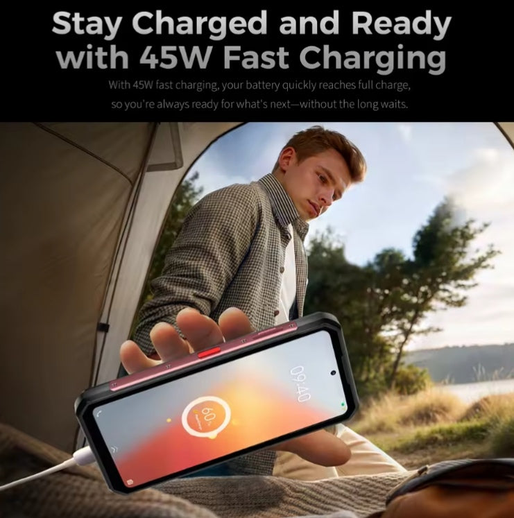 OUKITEL WP56 Rugged Waterproof 5G Android 15 Smartphone Global Version HD Screen Super/Fast Charging (Black) Smartphone smp