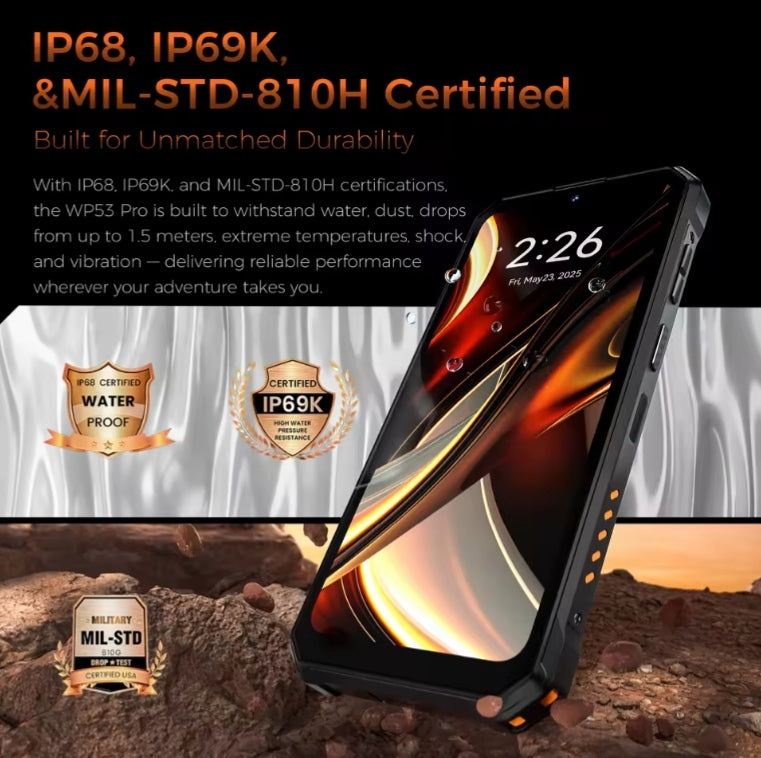 OUKITEL WP53 Pro Rugged Waterproof Smartphone With HD 6.52inch Screen (Black) Smartphone smp