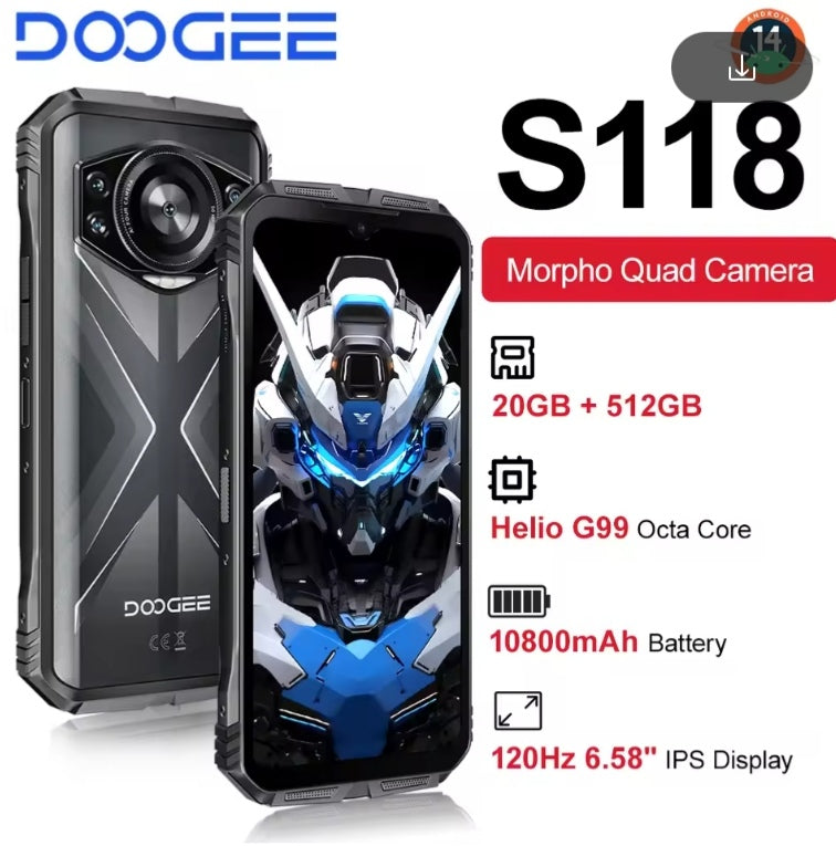 DOOGEE S118 Rugged Waterproof Smartphone Global Version HD Screen (Red) Smartphone smp