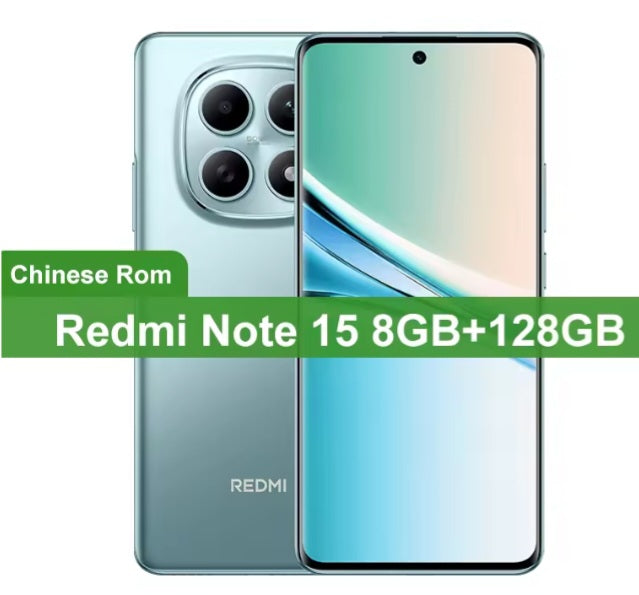 Xiaomi Redmi Note 15 Chinese Version Cyan Smartphone Facial Recognition & Fingerprint Unlock Function Dust Water & Scratch Resistant HD Screen Super/Fast Charging Smartphone. smp