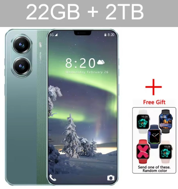 NEW X7 Pro 7.0 HD Global Edition 22GB 2T Android Facial Recognition Function (Green) Smartphone + FREE Smartwatch. smp