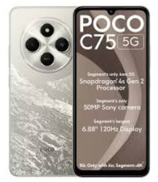 Xiaomi Poco C75 5G Global Version Randomly Selected Colors Smartphone Facial Recognition & Fingerprint Unlock Function Dust Water & Scratch Resistant HD Screen Super/Fast Charging (RAM 8GB+128GB) Smartphone + FREE Earphones. smp