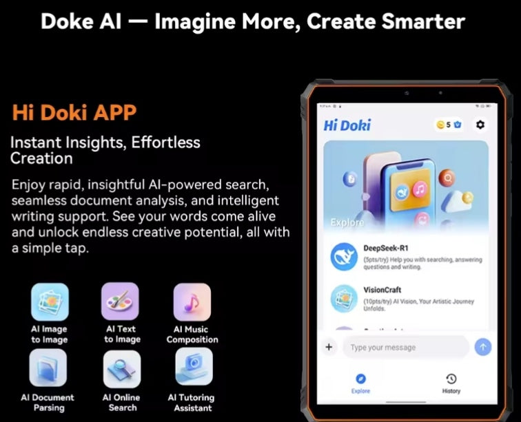 2025 Blackview Active 5 Rugged Android 15 Tablet 8.68inch HD Screen RAM 8GB+512GB ROM (Orange) Tablet tbt