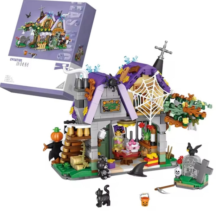 Children's Halloween Haunted House Building Blocks Set Toys (with box) tys bbs