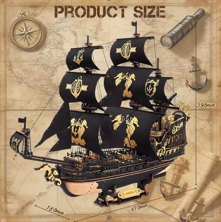 Desk Decor Wooden Ship Building Blocks Set Toys tys bbs