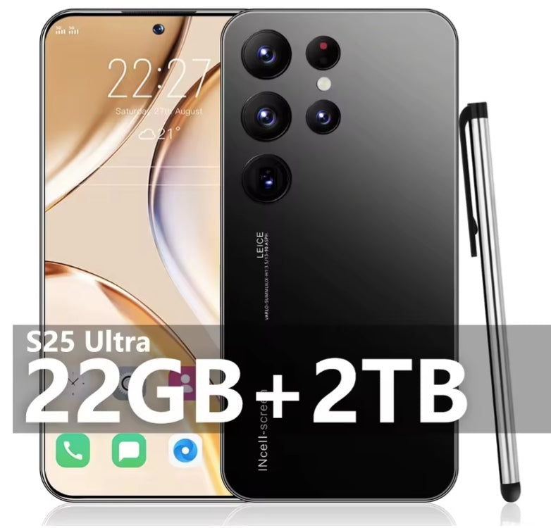 2025 High Quality LCD Screen S25 Ultra 7.3 Inch 22GB (Black) Smartphone smp