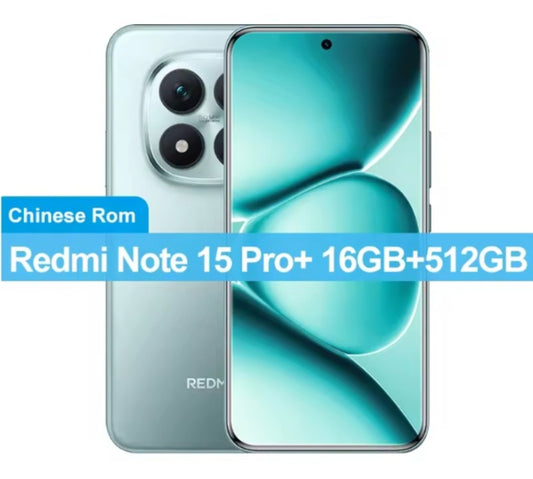Xiaomi  Redmi Note 15 Pro Plus Chinese Version Cyan Smartphone Facial Recognition & Fingerprint Unlock Function Dust Water & Scratch Resistant HD Screen Super/Fast Charging (RAM 16GB+512GB) Smartphone smp