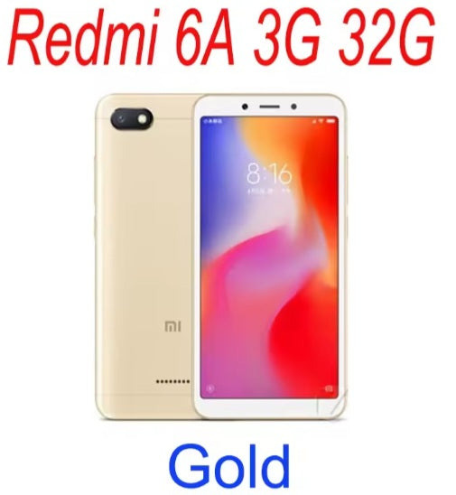 Xiaomi Redmi 6A Global Version Gold Smartphone Facial Recognition & Fingerprint Unlock Function Dust Water & Scratch Resistant HD Screen Super/Fast Charging (RAM 3GB+32GB ROM) Smartphone + FREE Gifts. smp